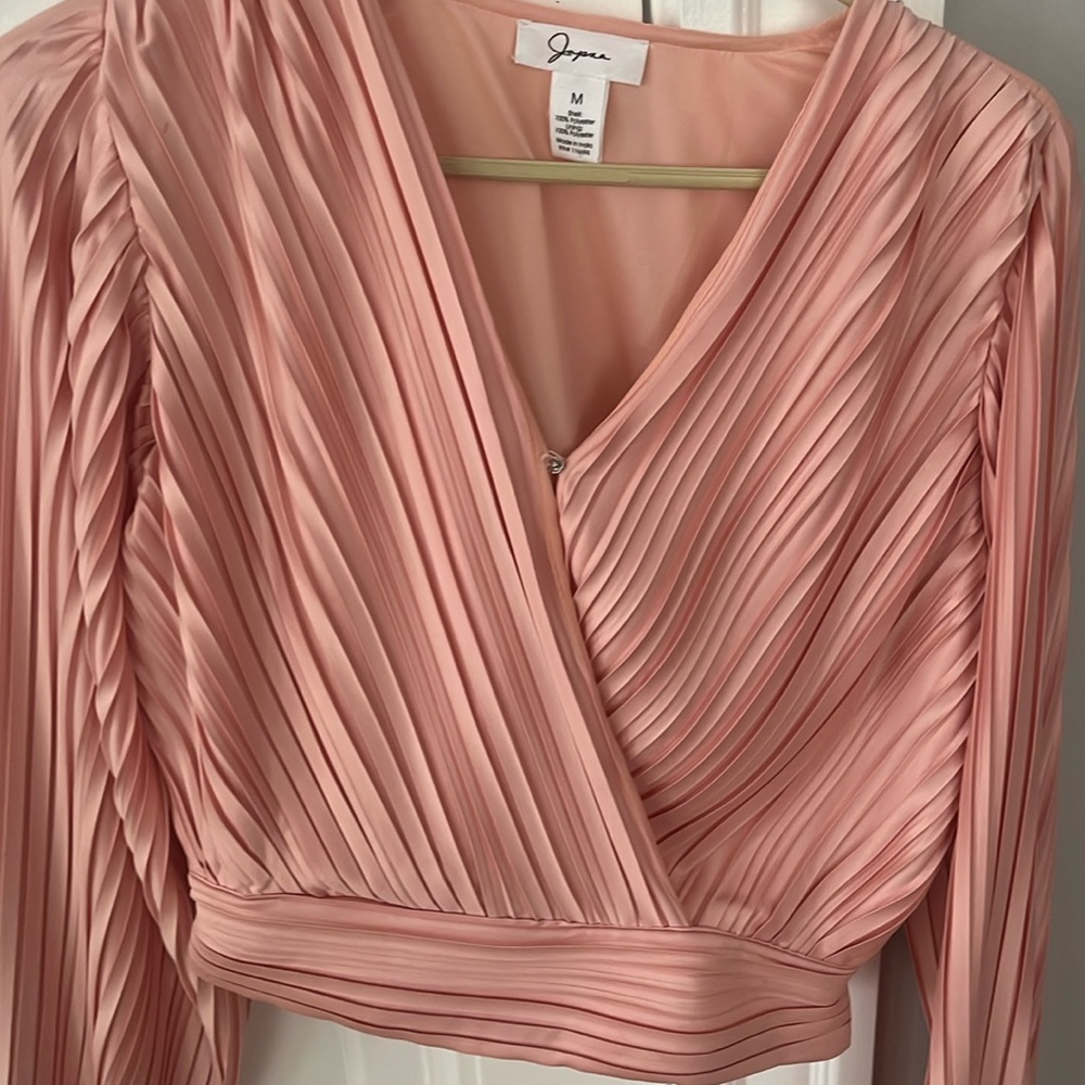peach pink blouse